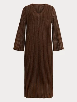 Fashion Marina Rinaldi Long viscose dress CARAMEL