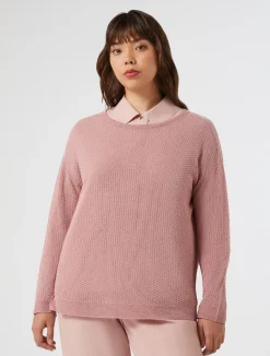 New Marina Rinaldi Lurex cotton sweater ANTIQUEROSE