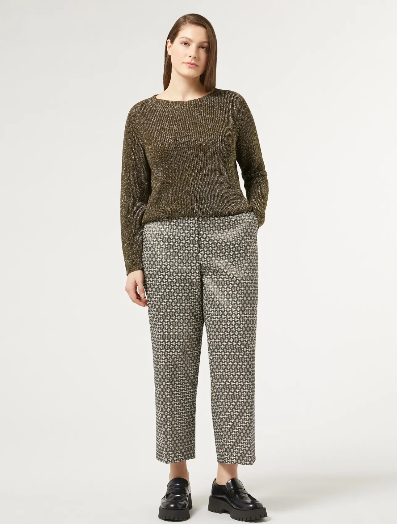 Best Marina Rinaldi Lurex jacquard trousers SAND