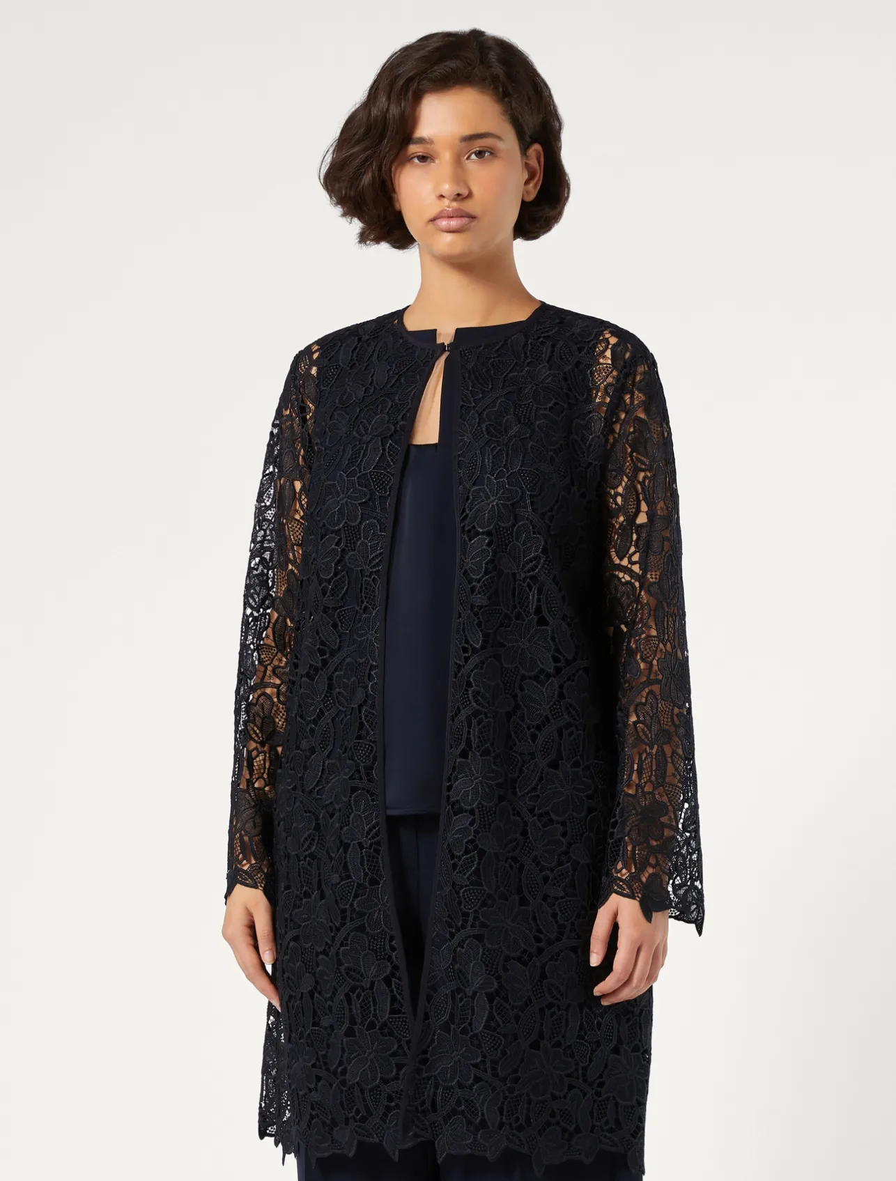 Best Marina Rinaldi Macramé duster coat MIDNIGHTBLUE