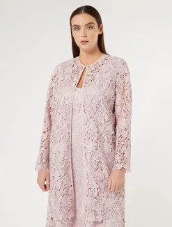 Discount Marina Rinaldi Macramé duster coat PINK