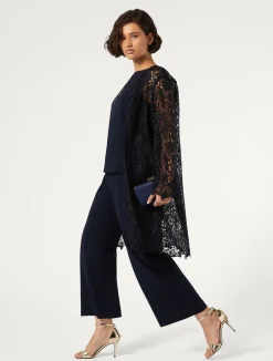 Best Marina Rinaldi Macramé duster coat MIDNIGHTBLUE