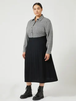 Sale Marina Rinaldi Merino wool blend skirt BLACK