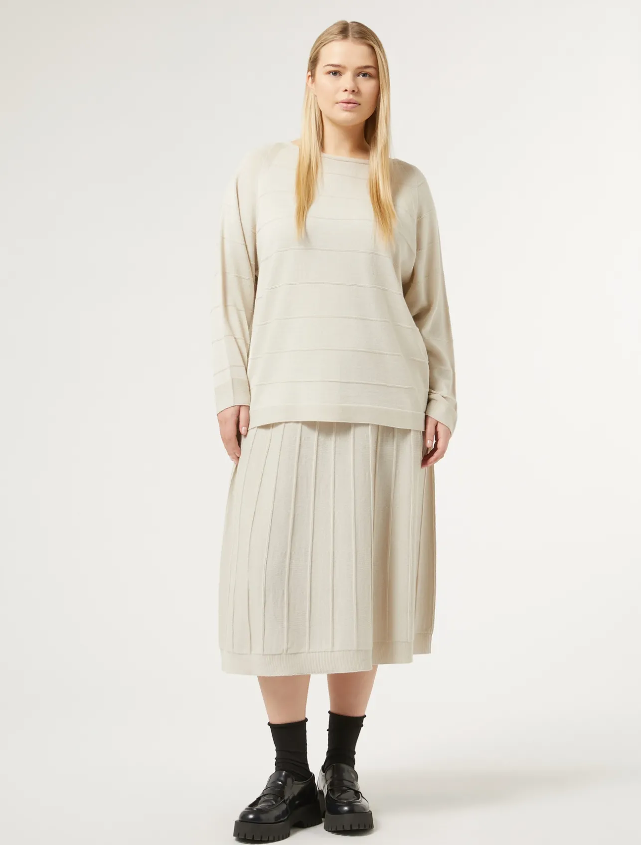 Discount Marina Rinaldi Merino wool blend skirt TURTLEDOVE
