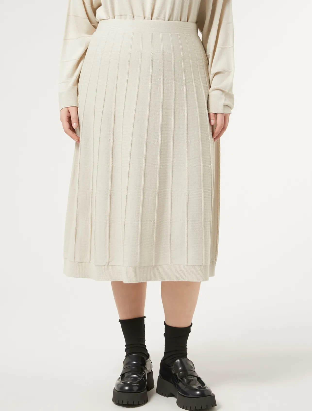 Discount Marina Rinaldi Merino wool blend skirt TURTLEDOVE