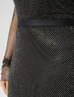 Online Marina Rinaldi Mesh skirt with rhinestones BLACK