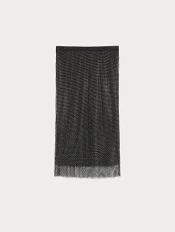 Online Marina Rinaldi Mesh skirt with rhinestones BLACK