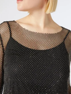 New Marina Rinaldi Mesh top with rhinestones BLACK