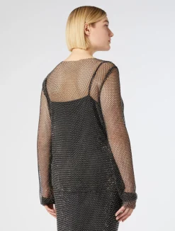 New Marina Rinaldi Mesh top with rhinestones BLACK
