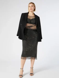 New Marina Rinaldi Mesh top with rhinestones BLACK