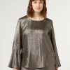 Online Marina Rinaldi Metallic chiffon blouse BRONZE