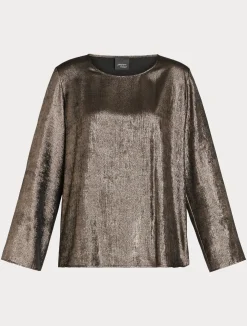Online Marina Rinaldi Metallic chiffon blouse BRONZE