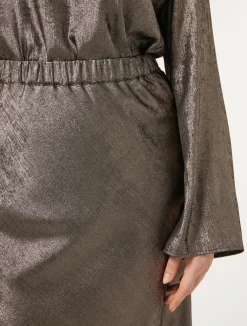Online Marina Rinaldi Metallic chiffon skirt BRONZE