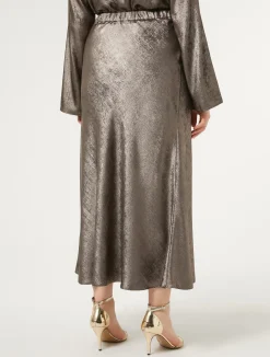 Online Marina Rinaldi Metallic chiffon skirt BRONZE