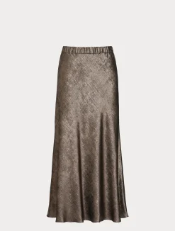 Online Marina Rinaldi Metallic chiffon skirt BRONZE