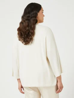 Fashion Marina Rinaldi Metallic wool cardigan IVORY