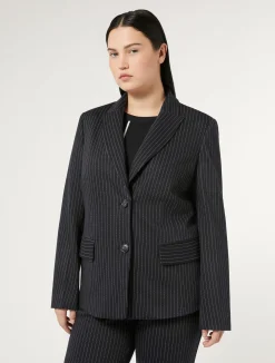 Online Marina Rinaldi Milano-knit fabric blazer ULTRAMARINE