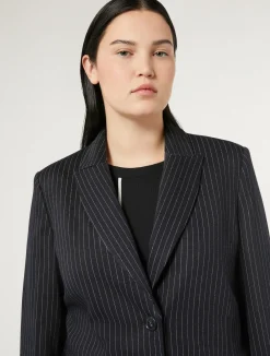 Online Marina Rinaldi Milano-knit fabric blazer ULTRAMARINE
