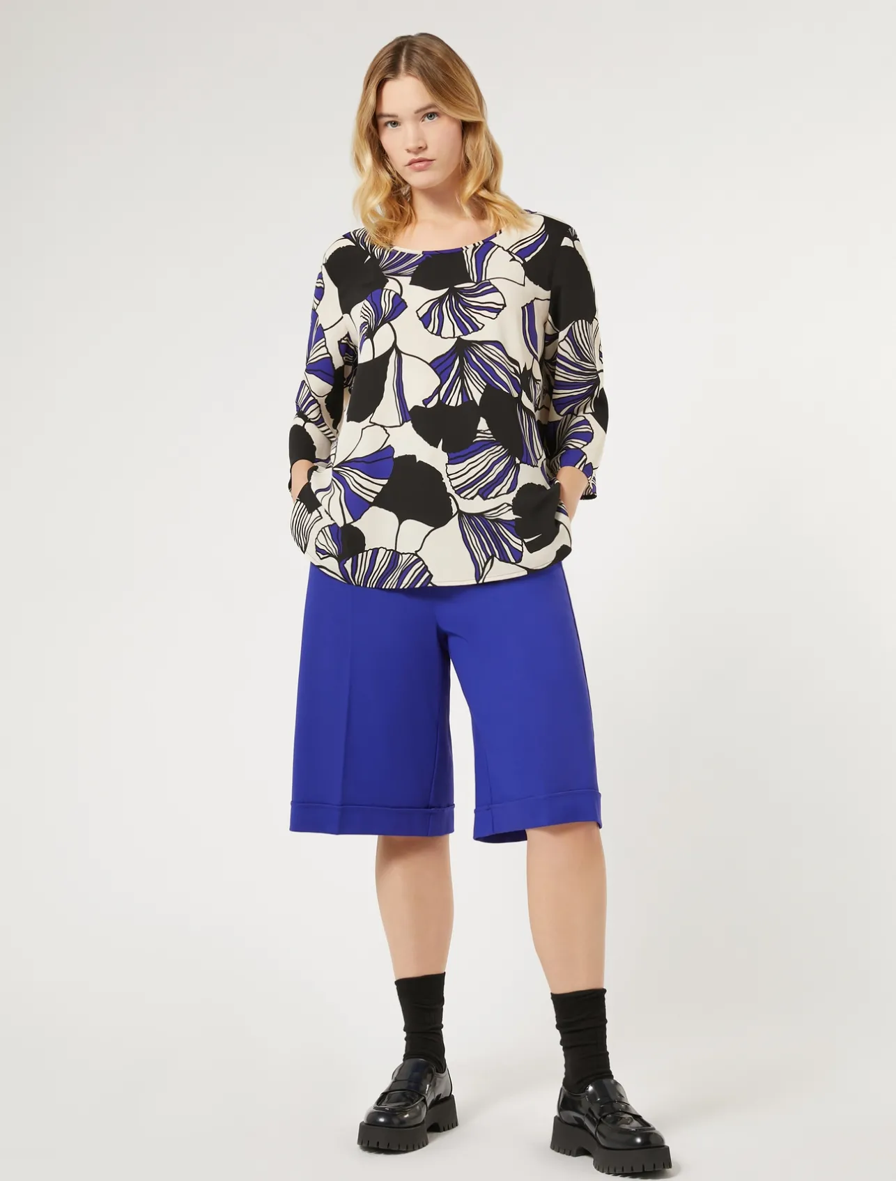 Online Marina Rinaldi Milano-knit jersey Bermuda shorts PURPLE