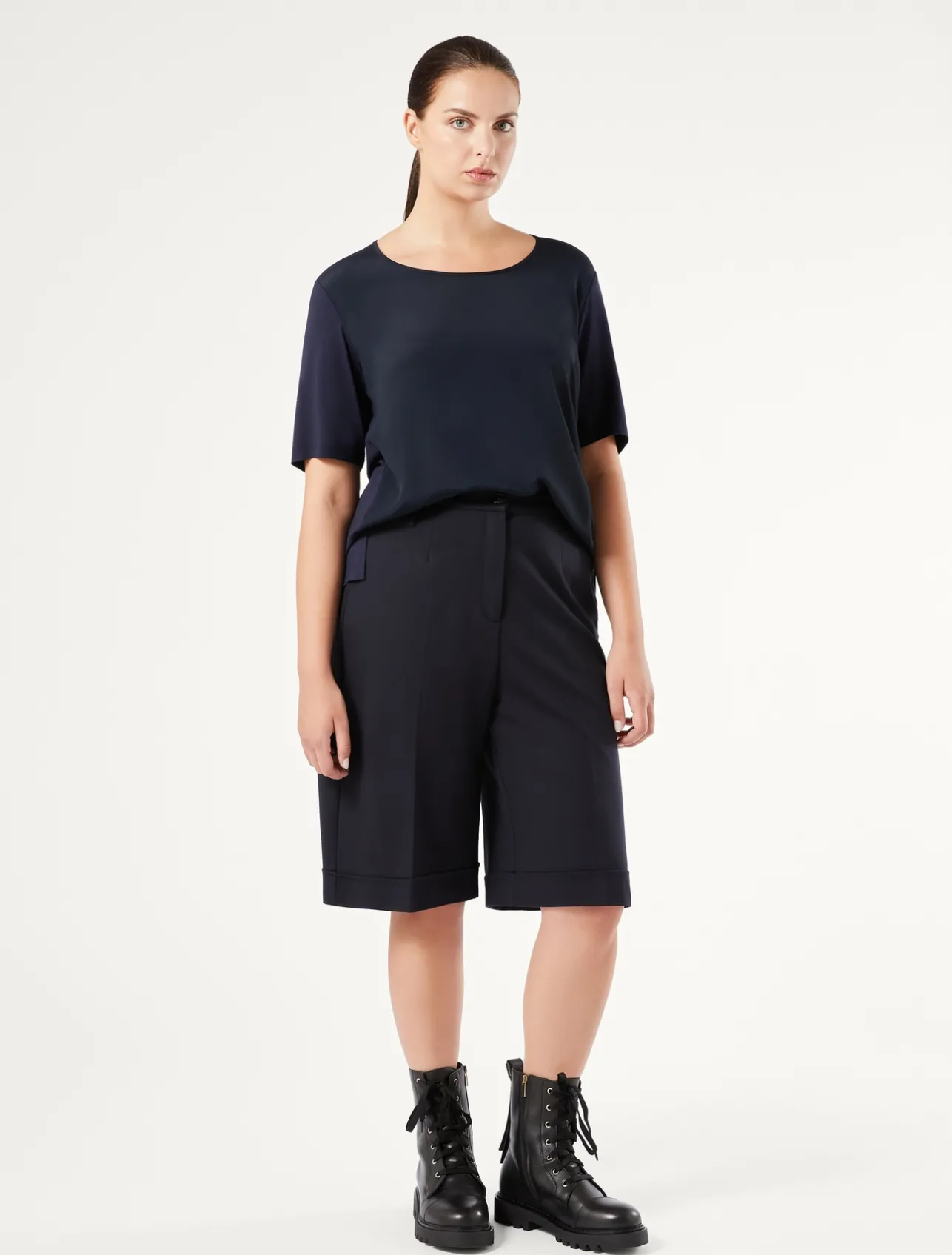 Sale Marina Rinaldi Milano-knit jersey Bermuda shorts ULTRAMARINE