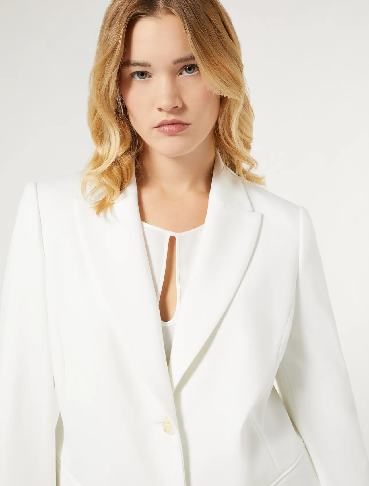 Discount Marina Rinaldi Milano-knit jersey blazer WHITE