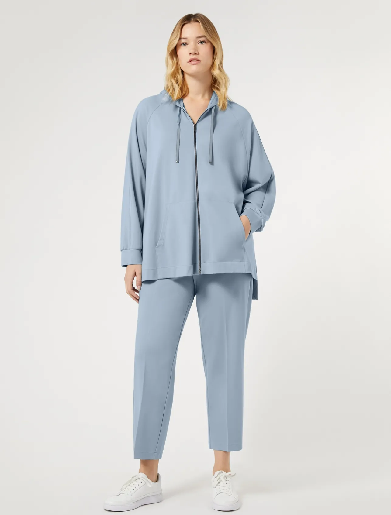 Discount Marina Rinaldi Milano-knit jersey trousers LIGHTBLUE