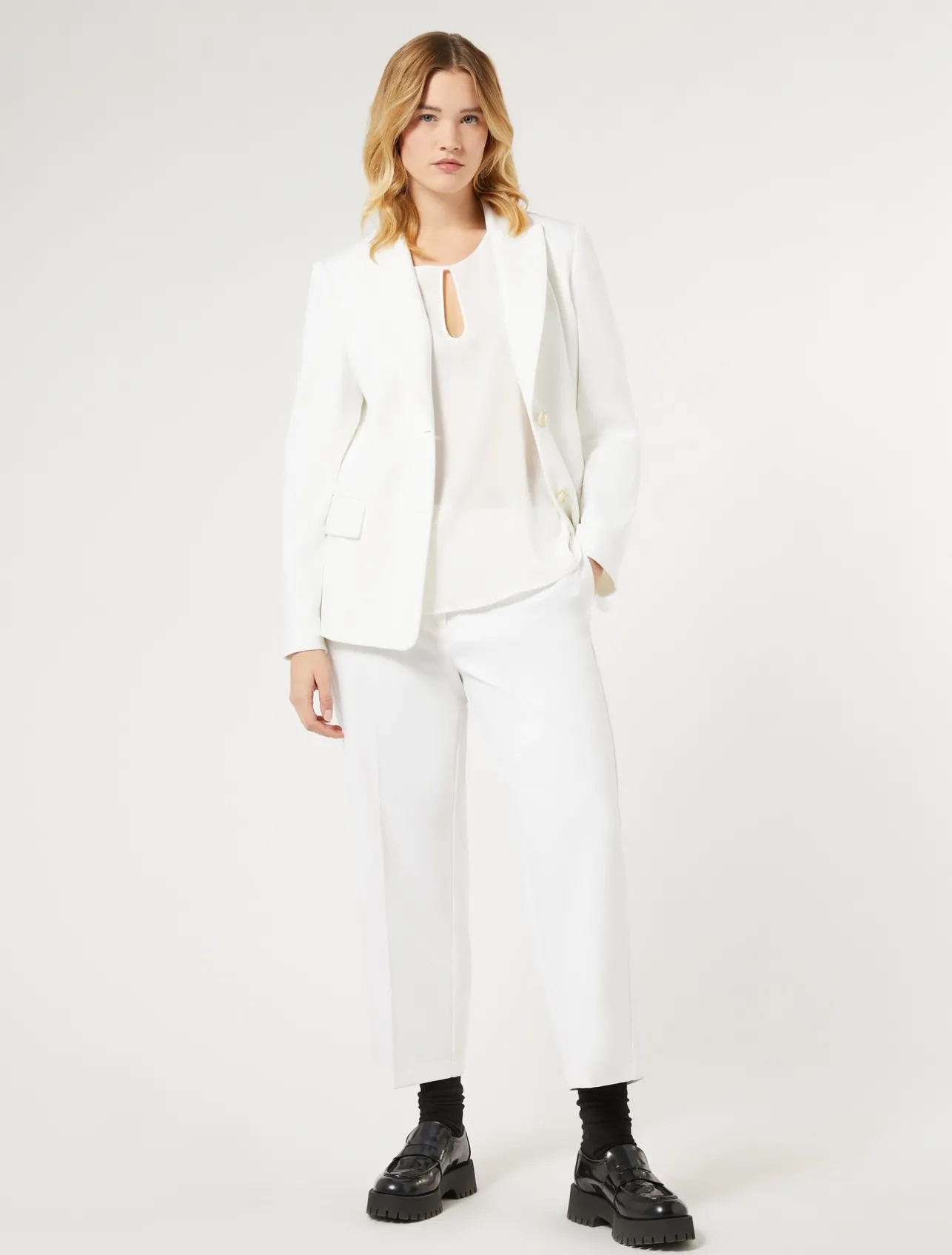 Sale Marina Rinaldi Milano-knit jersey trousers WHITE