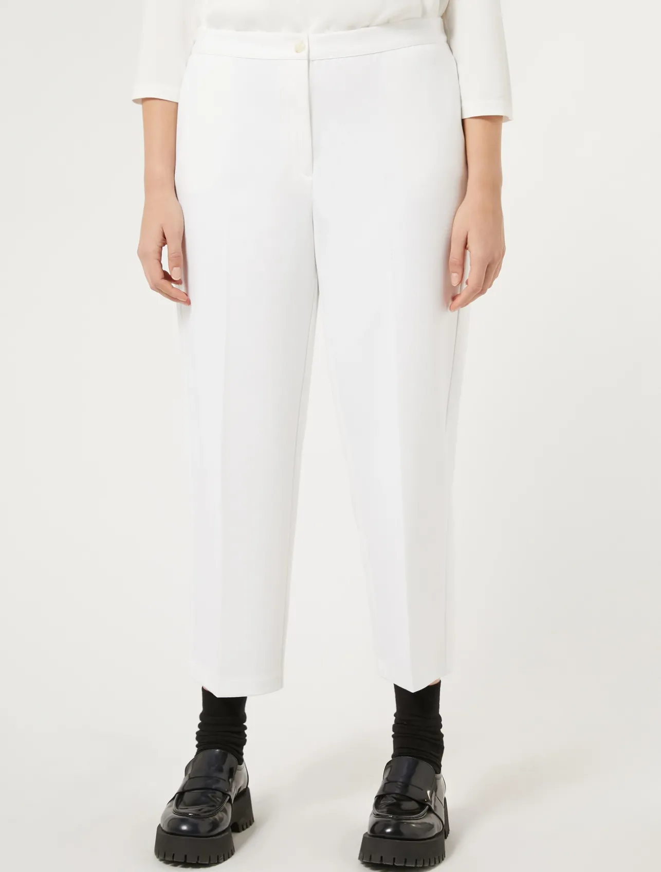 Sale Marina Rinaldi Milano-knit jersey trousers WHITE