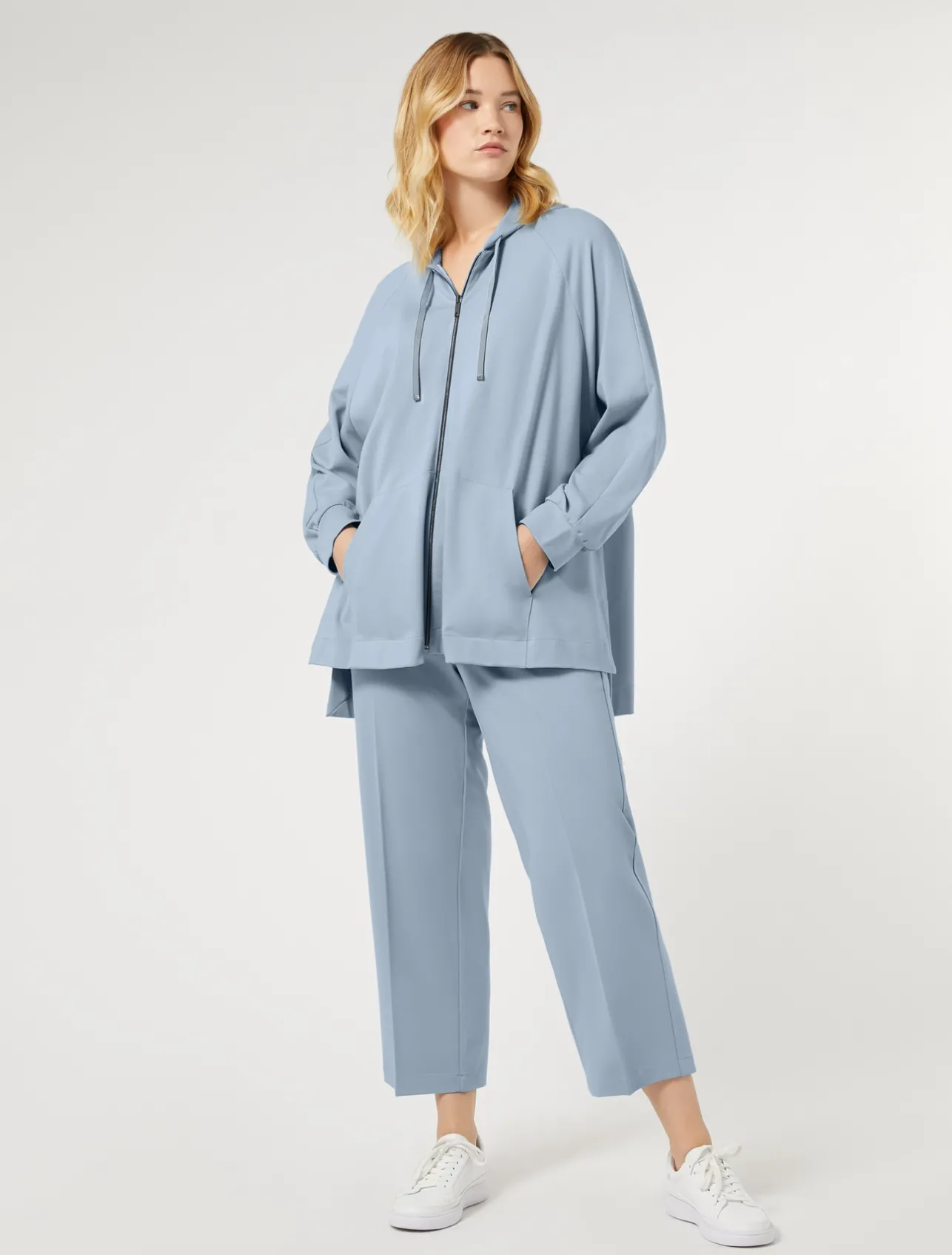 Discount Marina Rinaldi Milano-knit jersey trousers LIGHTBLUE