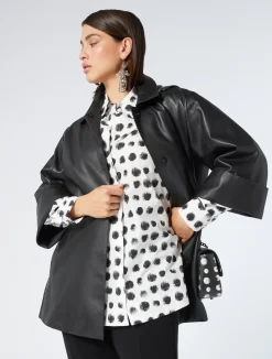 Outlet Marina Rinaldi Nappa leather jacket BLACK