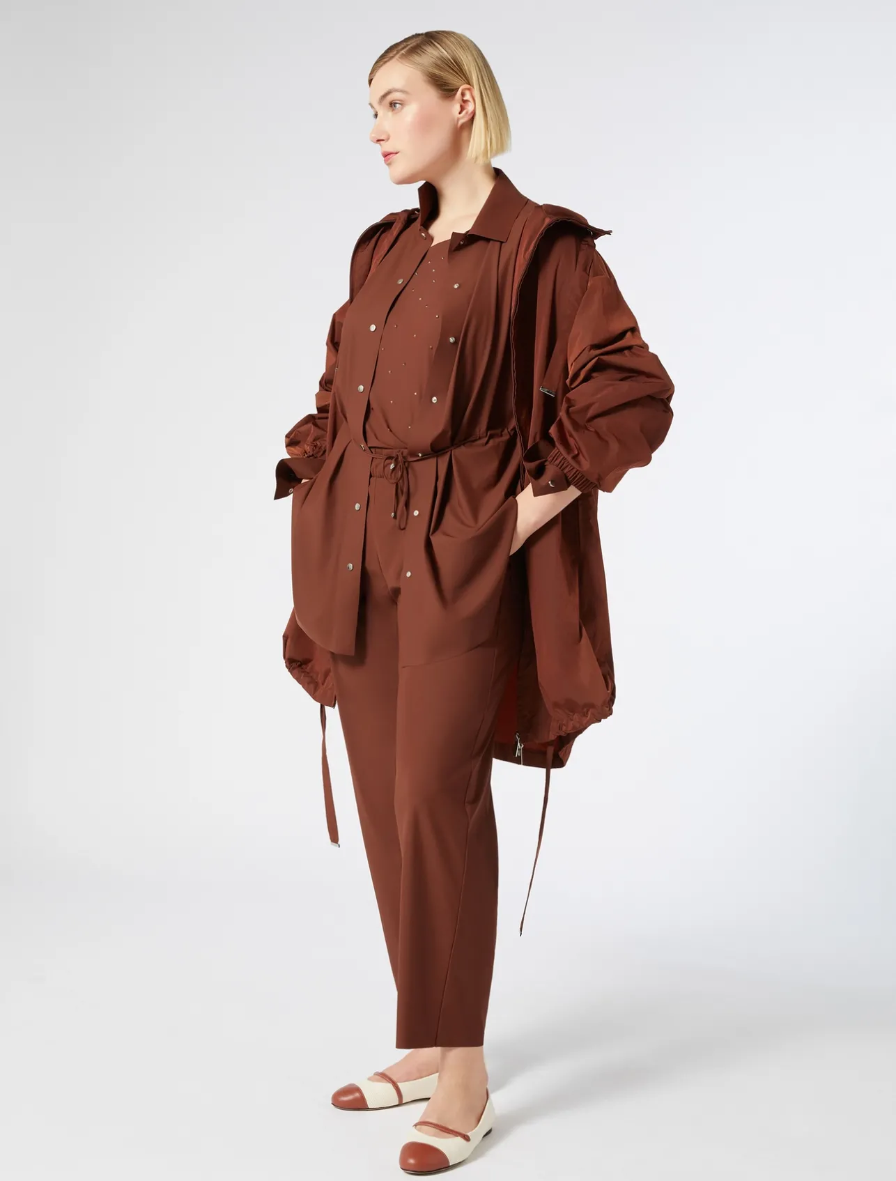 Discount Marina Rinaldi Nylon canvas parka COPPER