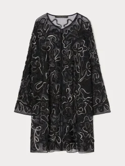 Best Marina Rinaldi Open-front plumetis tulle tunic BLACK
