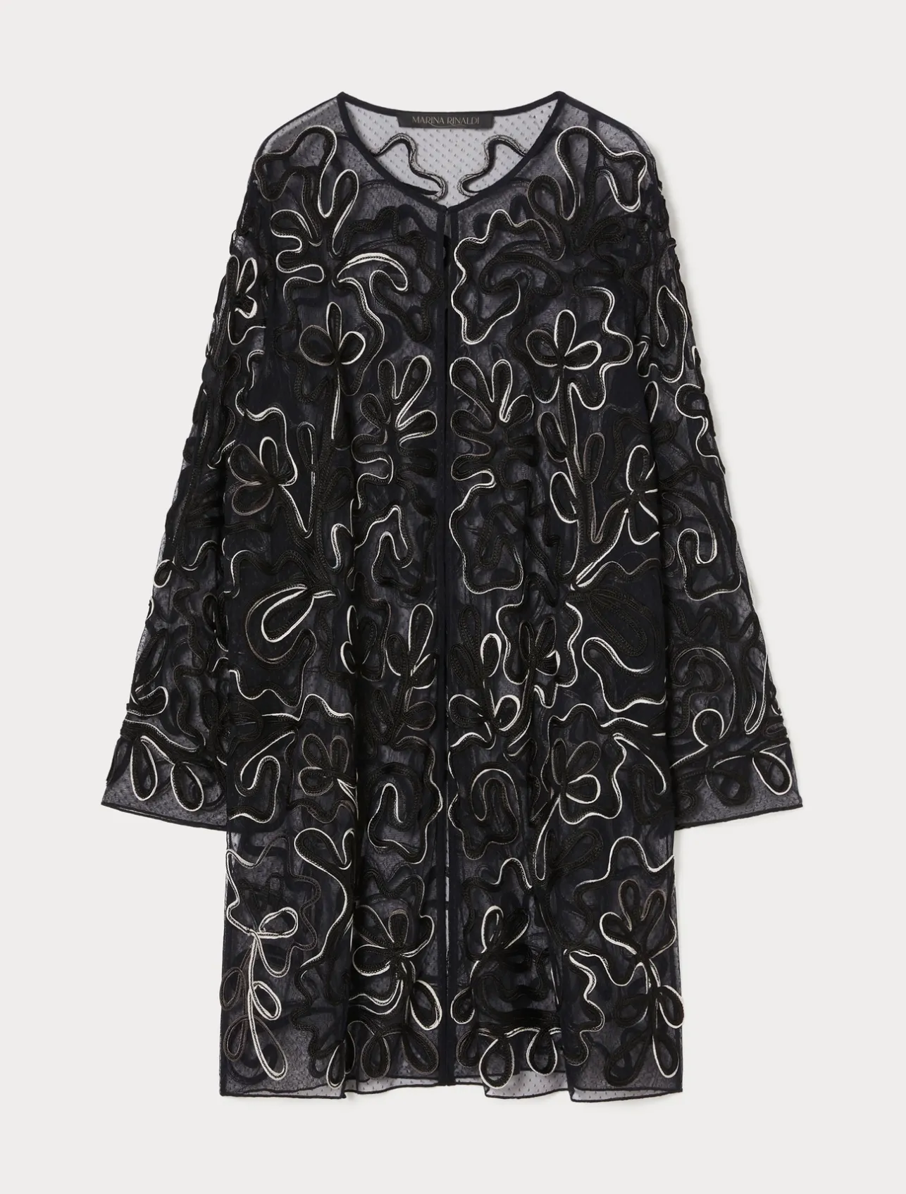 Best Marina Rinaldi Open-front plumetis tulle tunic BLACK