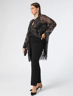 Best Marina Rinaldi Open-front plumetis tulle tunic BLACK