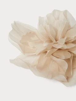 Outlet Marina Rinaldi Organza flower brooch BEIGE