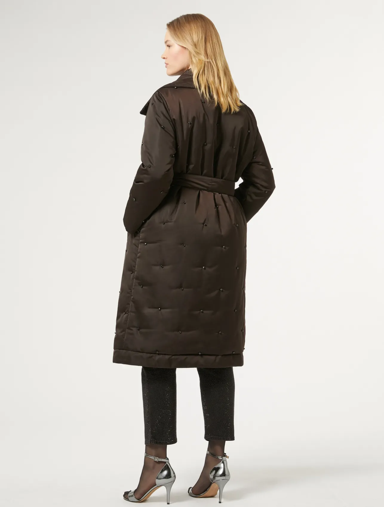 Fashion Marina Rinaldi Padded jacket in embroidered satin DARKBOWN