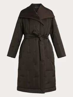 Fashion Marina Rinaldi Padded jacket in embroidered satin DARKBOWN