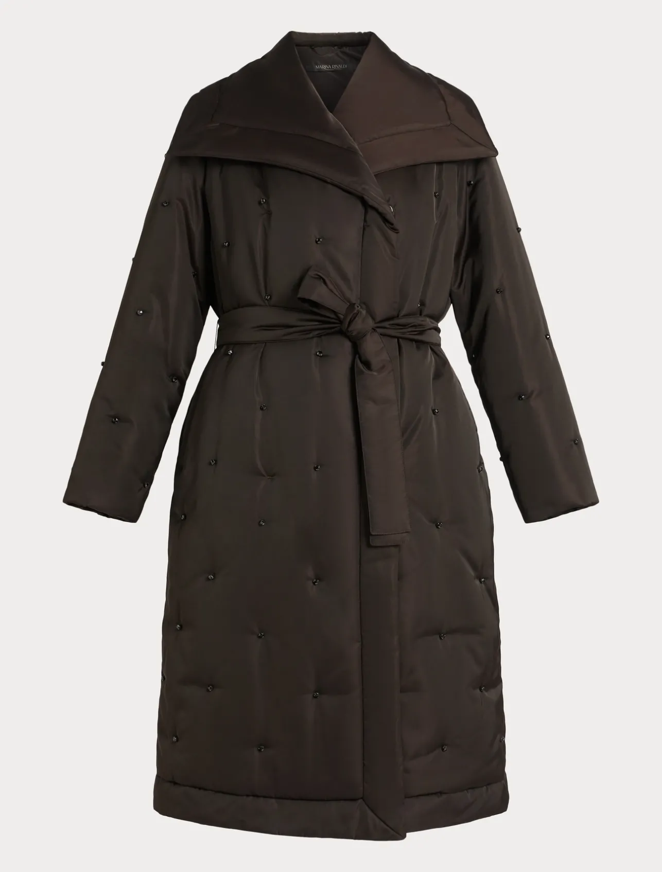 Fashion Marina Rinaldi Padded jacket in embroidered satin DARKBOWN