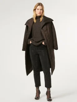 Fashion Marina Rinaldi Padded jacket in embroidered satin DARKBOWN