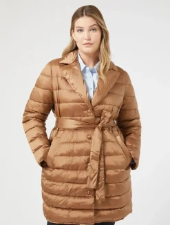 New Marina Rinaldi Padded jacket in water-repellent nylon canvas BISCUIT