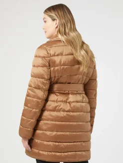 New Marina Rinaldi Padded jacket in water-repellent nylon canvas BISCUIT
