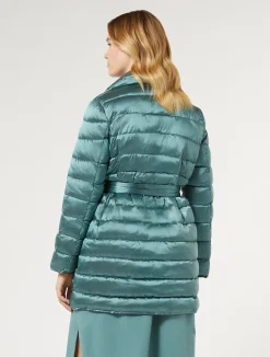 Outlet Marina Rinaldi Padded jacket in water-repellent nylon canvas SAGEGREEN