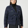 Online Marina Rinaldi Patterned yarn-dyed blazer MIDNIGHTBLUE