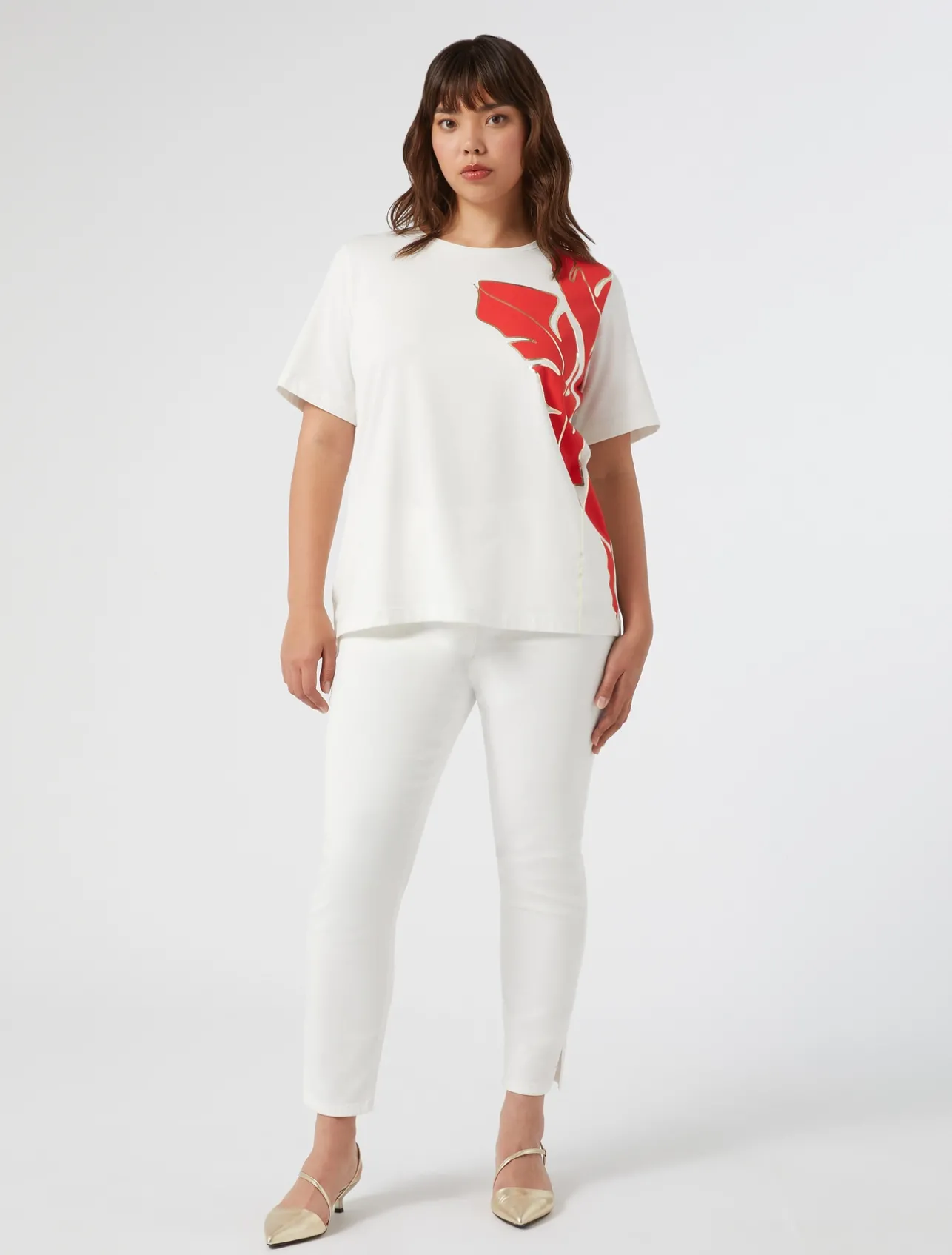 Online Marina Rinaldi Perfect-fit cotton bull denim jeans WHITE