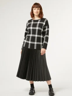 Online Marina Rinaldi Pleated fabric skirt BLACK