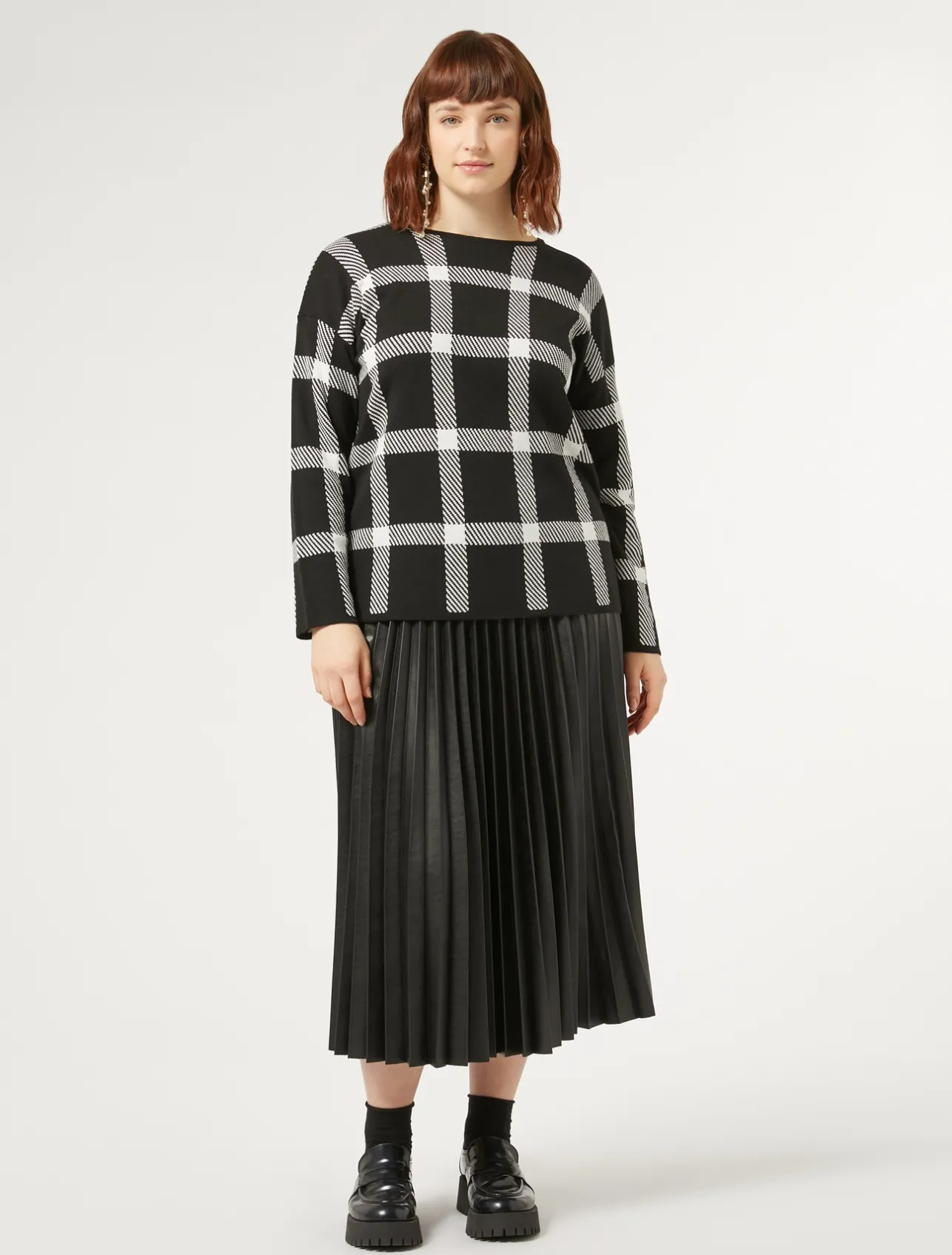 Online Marina Rinaldi Pleated fabric skirt BLACK