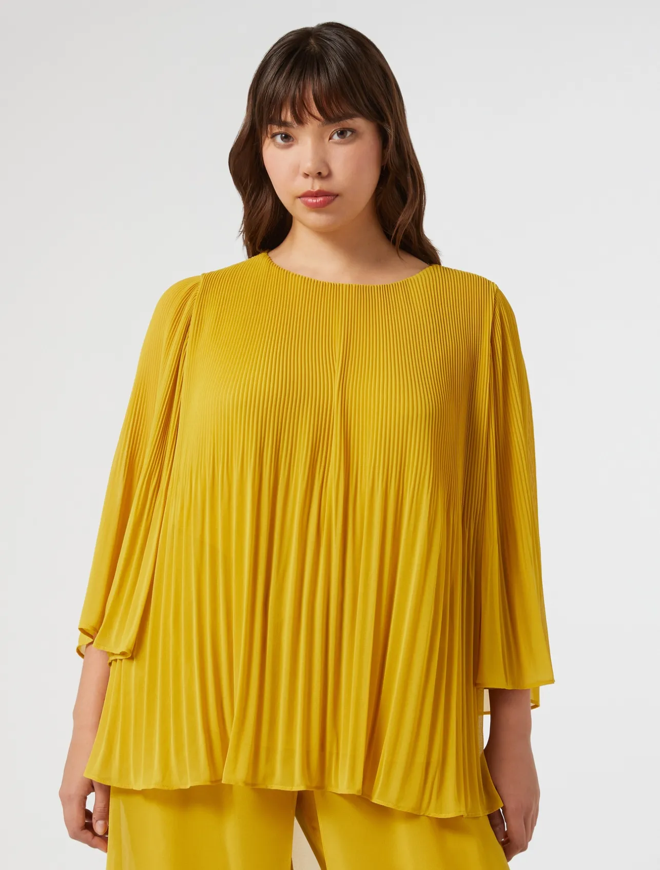 Clearance Marina Rinaldi Pleated georgette blouse GOLD
