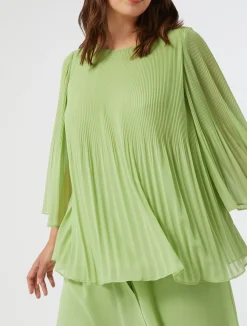 Sale Marina Rinaldi Pleated georgette blouse OLIVEGREEN