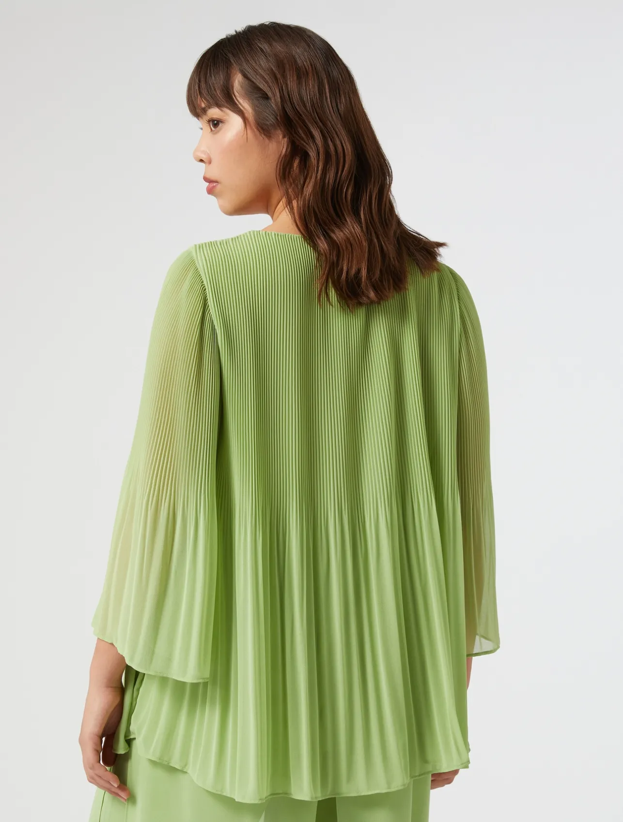Sale Marina Rinaldi Pleated georgette blouse OLIVEGREEN