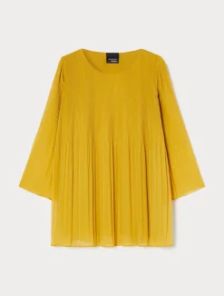 Clearance Marina Rinaldi Pleated georgette blouse GOLD